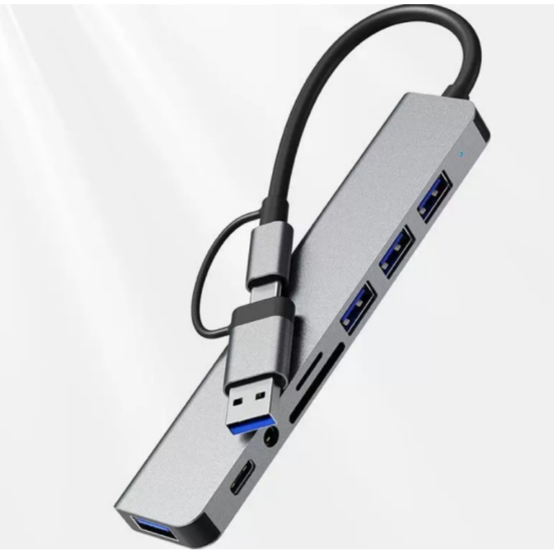Laptop Accessories Hub - Dual-Head Type-C 8-in-1 Multi-Function Notebook Card