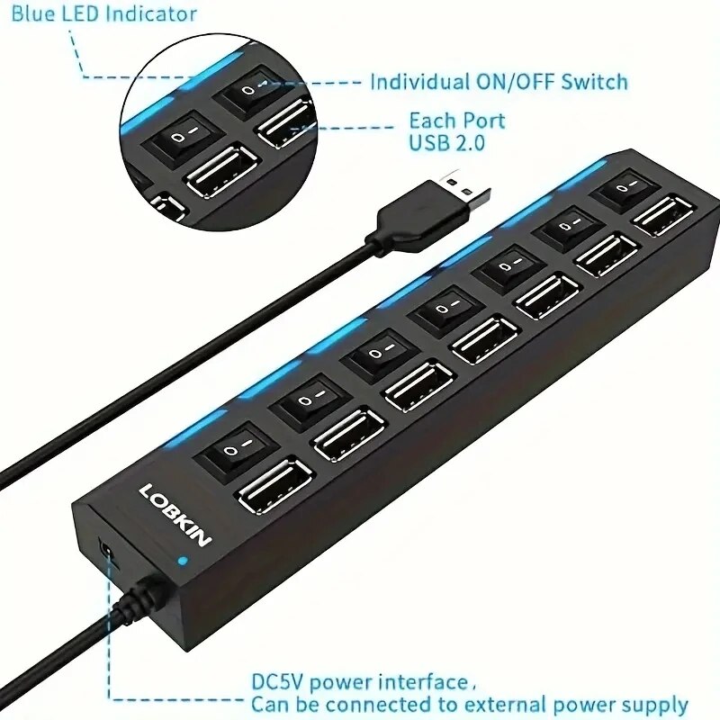 High Speed 4/7 Ports USB HUB 2 - đánh giá và giá Laptop Accessories Hub