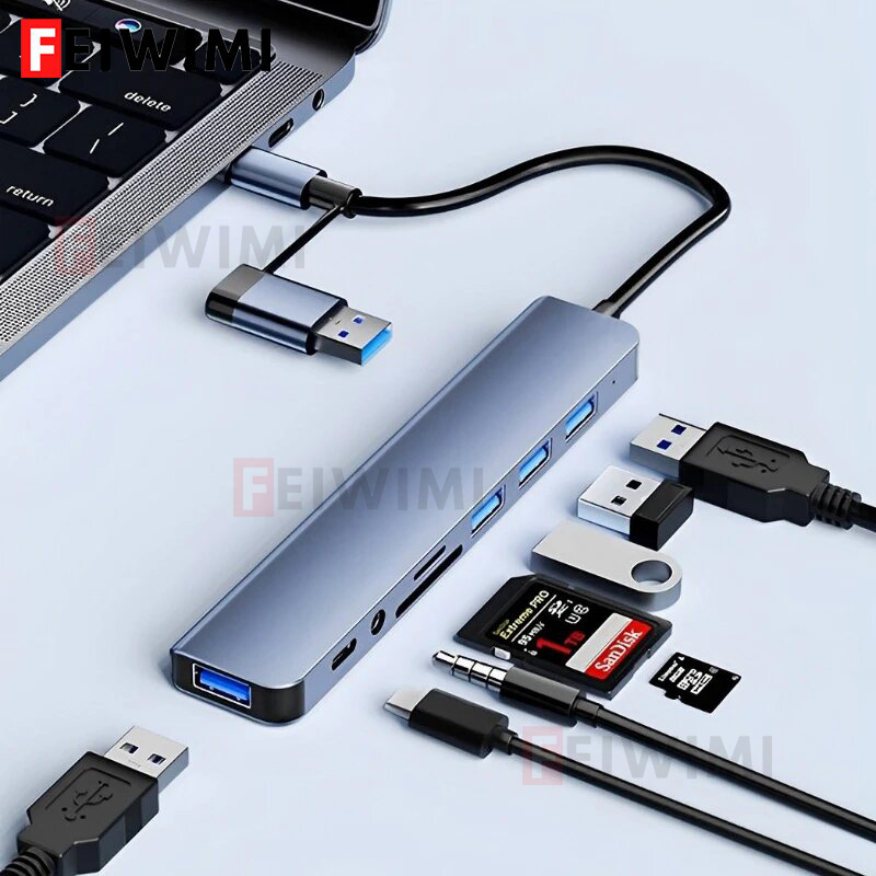 8 in 2 Port USB C Splitter USB - đánh giá và giá Laptop Accessories Hub