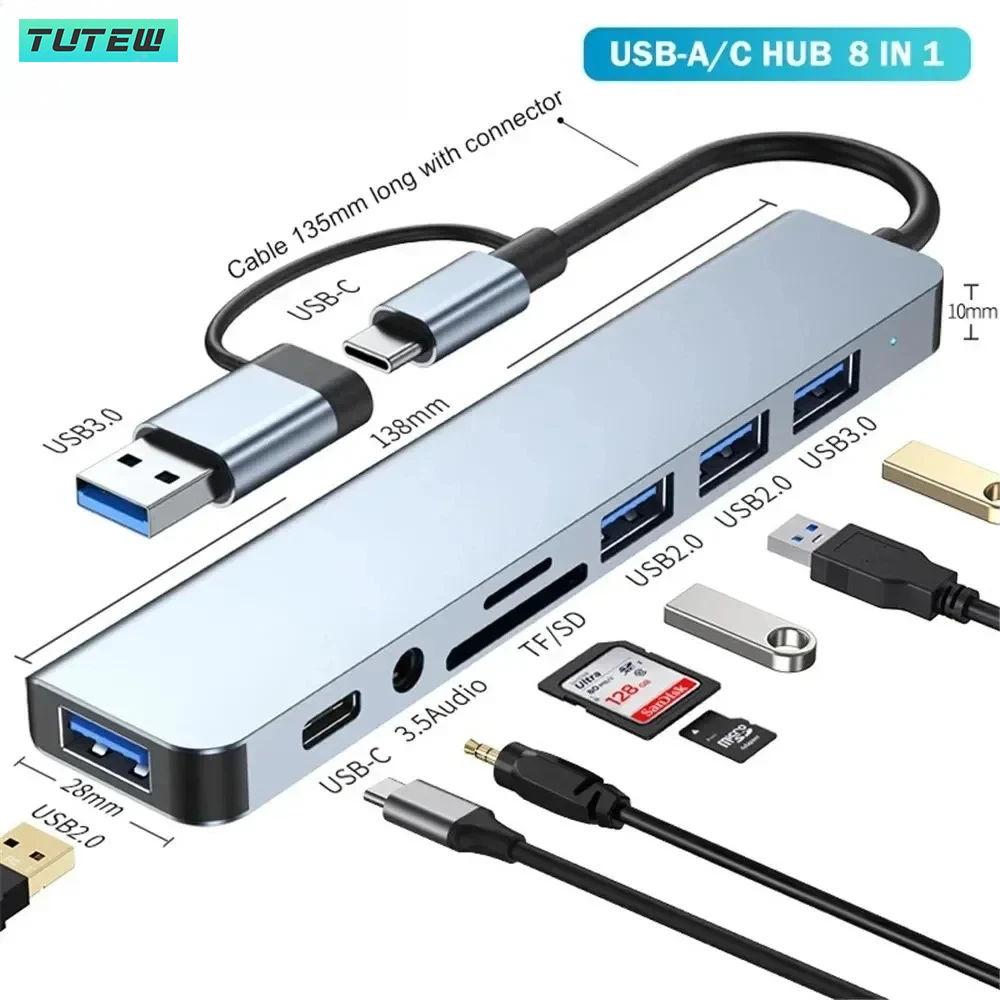 8 in 1 USB C Hub USB Splitter  - đánh giá và giá Laptop Accessories Hub