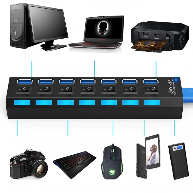 USB 2.0 Hub đa USB Splitter cổ - đánh giá và giá Laptop Accessories Hub
