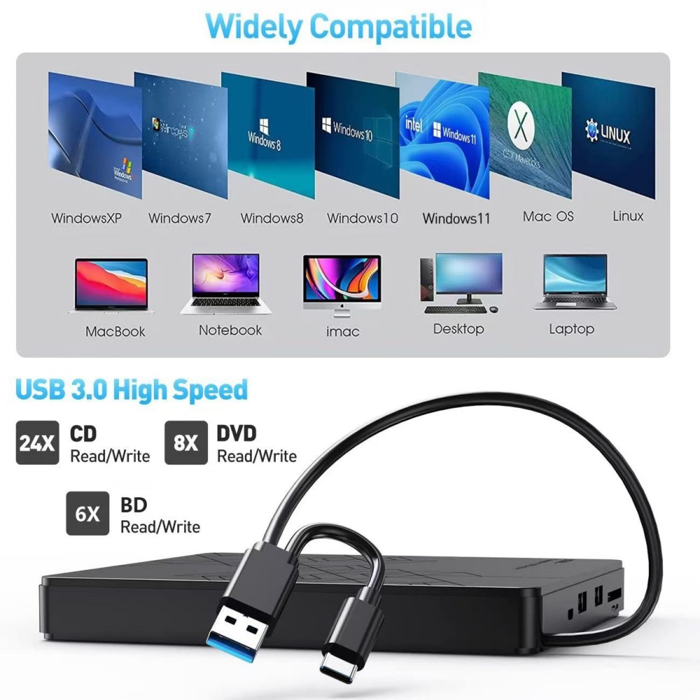 5-in-1 External Blu-ray Drive， - đánh giá và giá Laptop Accessories Distributor