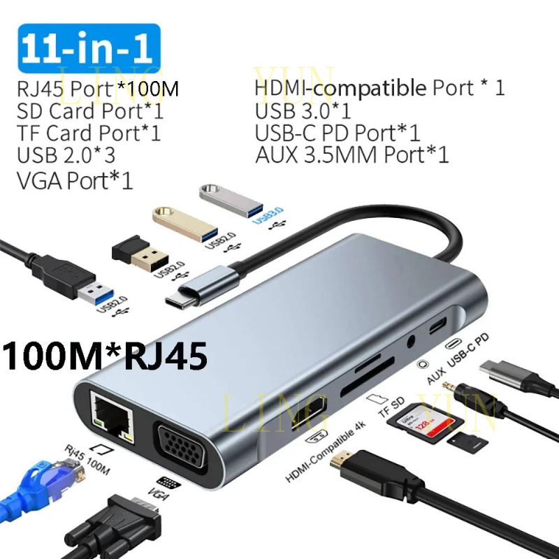 Z  11 Ports USB C HUB Docking  - đánh giá và giá Hdmi Vga Adapter